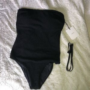 black ribbed Onia estelle one piece swimsuit